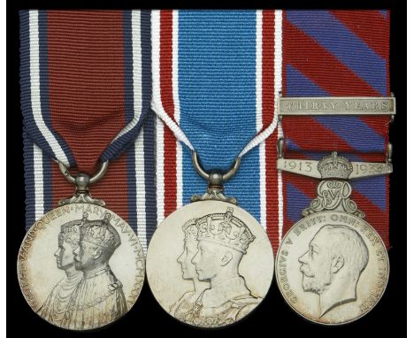 A Royal Household Long Service group of three awarded to R. J. Batterbee, a Trapper in the Game Department at the Sandringham