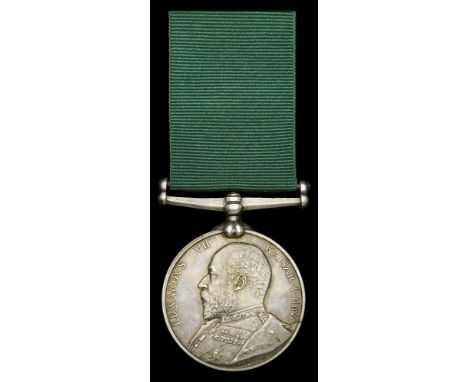 Volunteer Force Long Service Medal (India & the Colonies), E.VII.R. (Captn. H. D. Marshall. Surma Valley Lt. Horse.) nearly e