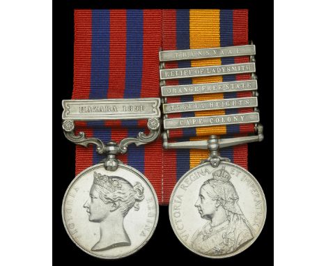 Pair: Colour Sergeant A. Dawson, Royal Welsh Fusiliers  India General Service 1854-95, 1 clasp, Hazara 1891 (2482 Lce. Corpl.