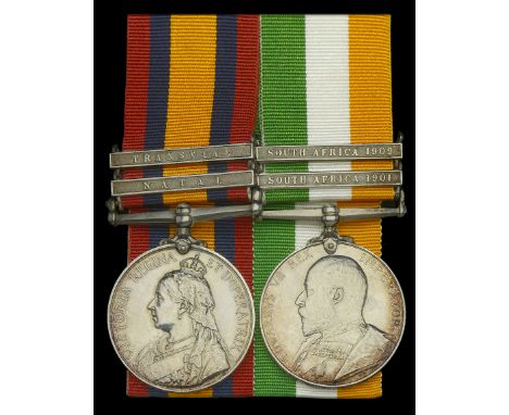 Pair: Private G. Viggers, Royal Welsh Fusiliers  Queen’s South Africa 1899-1902, 2 clasps, Natal, Transvaal (1105 Pte. G. Vig