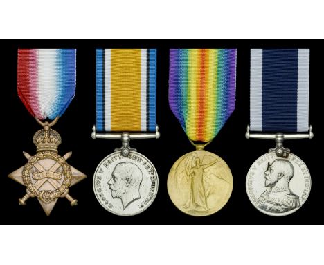 Four: Stoker First Class W. Thompson, Royal Navy  1914-15 Star (K.11881. W. Thompson. Sto. 1. R.N.); British War and Victory 