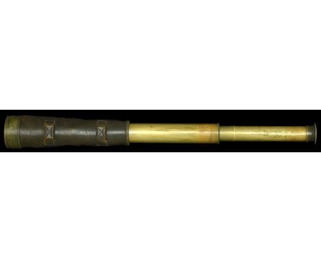 A Field Officer’s Telescope. A mid-19th Century Field Officer’s two-drawer brass telescope by Troughton & Simms, London, bras