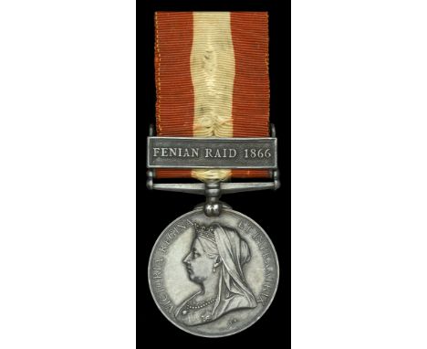 Canada General Service 1866-70, 1 clasp, Fenian Raid 1866 (Cr. Sgt. F. J. Grenny, 1st Brantford R. Co,) Canadian style impres