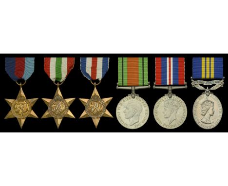 Six: Sergeant J. H. J. Payne, Royal Engineers  1939-45 Star; Italy Star; France and Germany Star; Defence and War Medals 1939