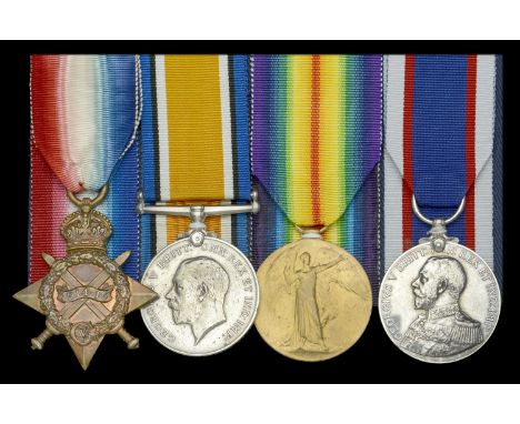 Four: Leading Signaller R. E. C. F. Shergold, Royal Navy, who served with the submarine V3 during the Great War  1914-15 Star