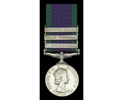 General Service 1962-2007, 3 clasps, Borneo, Malay Peninsula, Northern Ireland (24053740 Pte. R. G. Powell. R. Hamps.) very f