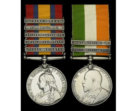 Pair: Private W. R. Jones, King’s Royal Rifle Corps   Queen’s South Africa 1899-1902, 5 clasps, Tugela Heights, Orange Free S