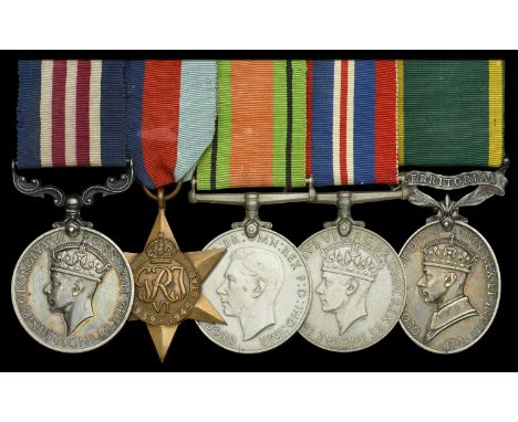 Family Group:  A Second War ‘Hazebrouck 1940’ M.M. group of five awarded to Warrant Officer Class III J. H. Miller, Buckingha