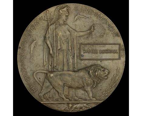 Memorial Plaque (Daniel Rockall) a few minor spots of verdigris, good very fine £60-£80  ---  M.M. London Gazette 24 January 