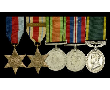 Five: Lieutenant E. N. Atkinson, Royal Signals  1939-45 Star; Africa Star, 1 clasp, 8th Army; Defence and War Medals 1939-45;