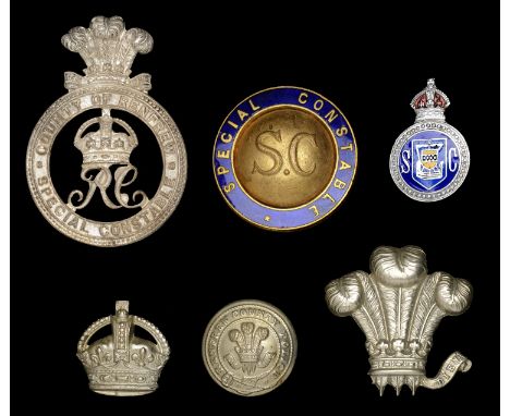 County of Renfrew Special Constable Insignia. A very fine quality unmarked silver coloured metal example, the Prince of Wales