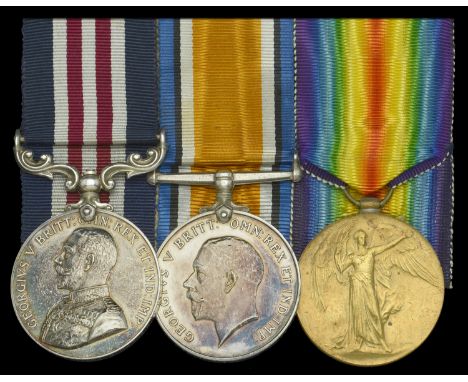 A Great War ‘Western Front’ M.M. group of three awarded to Private H. Rivers, 4th Battalion, Hampshire Regiment  Military Med