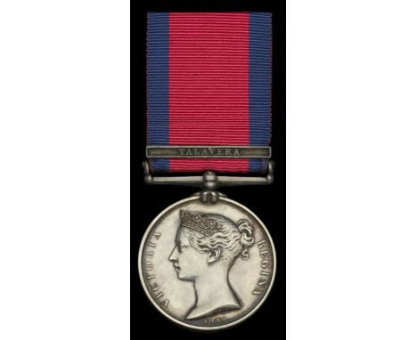 Military General Service 1793-1814, 1 clasp, Talavera (Hugh Cumming, Lieut. 3rd Dgn. Gds.) contained in named card box of iss