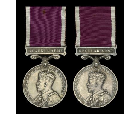 Army L.S. & G.C., G.V.R., 3rd issue, Regular Army (2) (1412586 Pte. H. R. Melton. C. of M.P.; 1051293 Pte. P. Riordan. C. of 