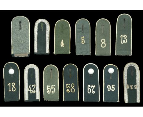 German Second War Army Infantry Shoulder Boards. 13 individual infantry white piped shoulder boards, all of mixed ranks but a