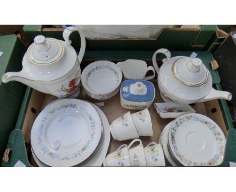 A Royal Doulton Pastorale part tea service, with Aynsley famille rose teapot and coffee pot 