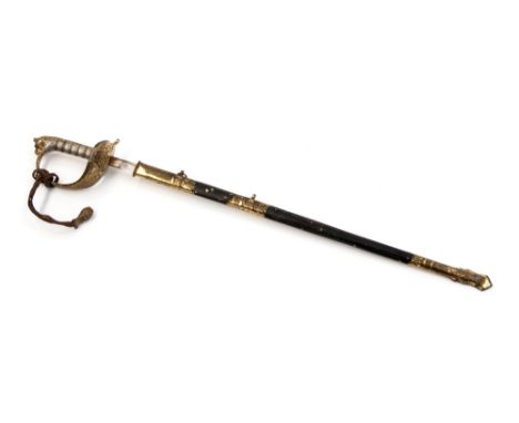 An early 20th Century novelty officer's sword letter opener, lacquered and brass scabbard, the blade stamped S.S Otranto 