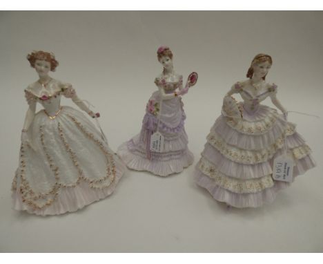 Three Royal Worcester (Compton and Woodhouse) lady figures, all limited editions, 'Belle of the Ball', 'A Royal Presentation'
