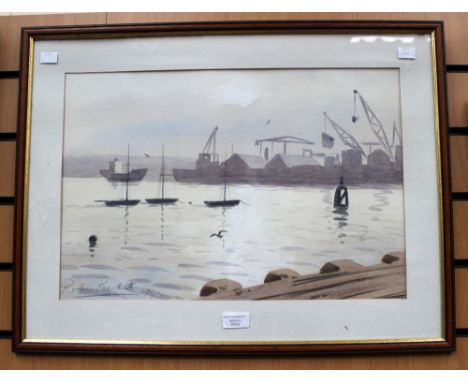 A Robin Reckitt, watercolour 'Poole Harbour' mounted and framed, signed to lower left 