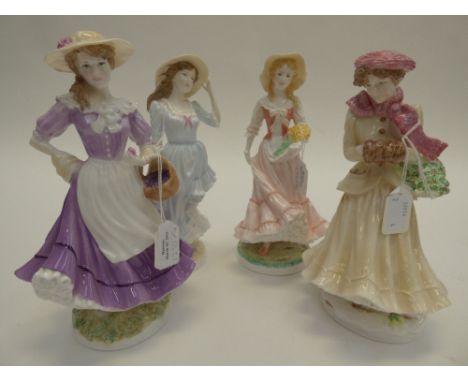 A Royal Worcester (Compton and Woodhouse) set of 'The Four Seasons' collection, limited edition lady figures, with certificat