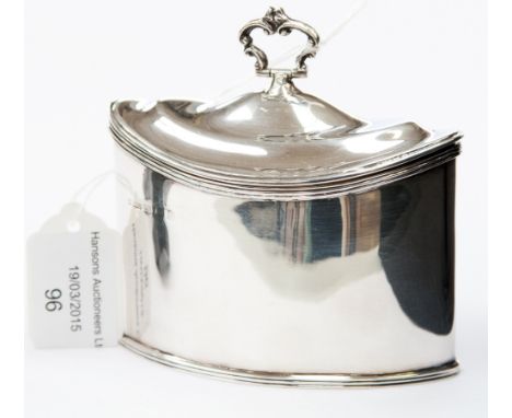 A silver condiment neoclassical tea caddy (marks rubbed)