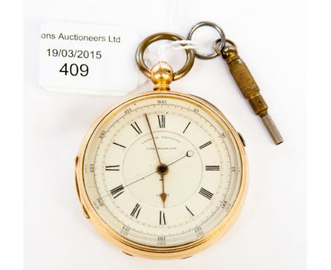 An 18 ct gold chronometer pocket watch, Chester 1878