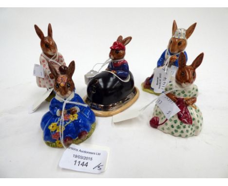 Bunnykins 'Busy Needles', 'Playtime', 'Springtime', Clean Sweep' and 'Dodgem Driver' (5)