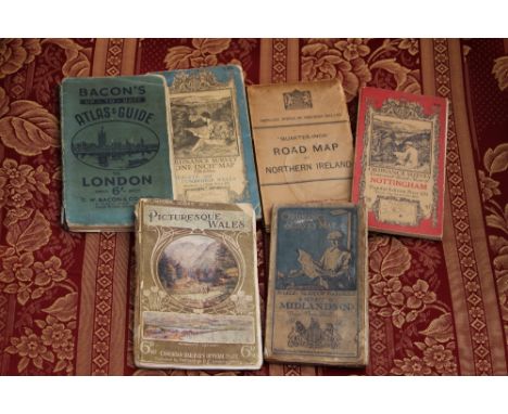 A collection of various maps, including Ordnance, Survey 'Nottingham' Bacons Atlas and Guide for London 