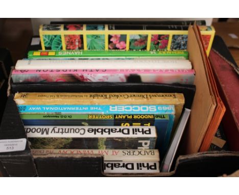 A box of assorted books, including household plants, flowers, cookery, car manual, etc 
