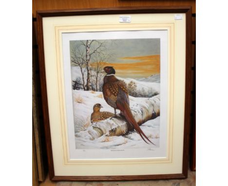 Peter Lindsey, pair of signed limited prints, entitled Winter Pheasants and Morning Light limited editions of 500, signed to 