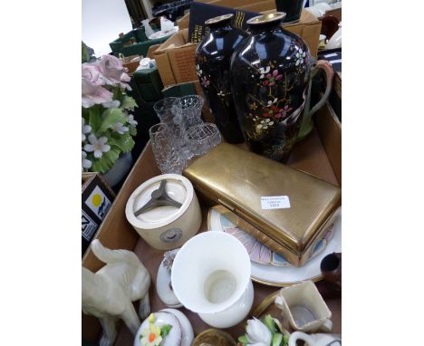 A collection of ceramics - Goss Crested ware, Royal Worcester Pansy pattern plate, Tutbury crystal glass, etc 