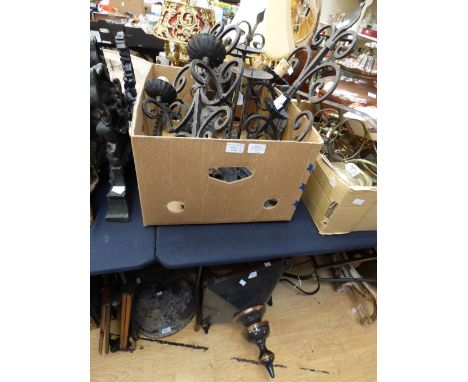 A collection of light fittings, including chandelier, wall sconces, etc 