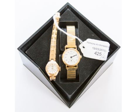 A Tissot gold plated ladies bracelet watch and another ladies gold plated bracelet watch, Oris (2) 