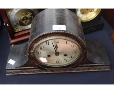 A 1920s Napoleon hat mantle clock; together with a pair of Tasco binoculars (2) 