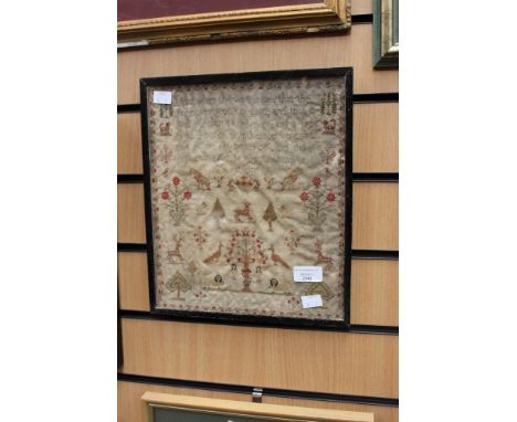 A Georgian Adam and Eve textile sampler, dated 1795 (s.d)