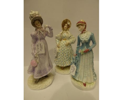 Royal Worcester figurines circa 1988 'The Regency' 'The Bustle' 'The Romantic' (3) 
