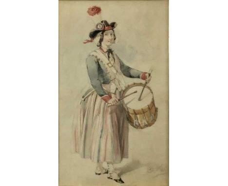 Frederick Goodall (1822-1904) watercolour, Theatrical study - Miss Poole as Maria in The Daughter of the Regiment, signed wit