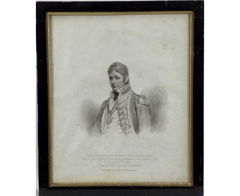 Early 19th century stipple engraving, portrait of Rear Admiral Sir Thomas Trowbridge, Bart., published 1814, in gilt and ebon