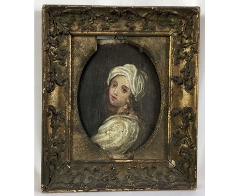 After Guido Reni, oil on panel - portrait of Beatrice Cenci, 17cm x 13cm, in 19th century gilt frame
