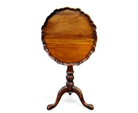 A Chippendale Revival mahogany pie crust occasional table, tilt top, birdcage action, acanthus capped cabriole legs,&nbsp; ba