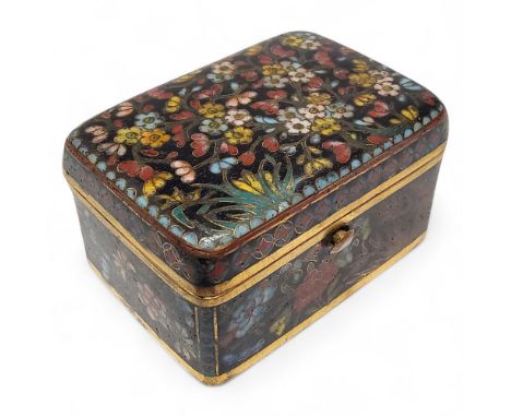 A Japanese cloisonne enamel box and cover, 3cm x 6cm x 4cm, Meiji