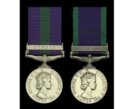 General Service 1918-62, 1 clasp, Cyprus (23464117 Pte. W. J. Glanville. Mx.) minor official correction to surname; General S