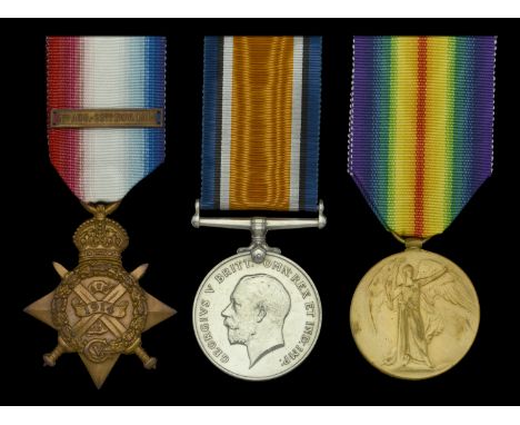 Three: Private P. Bird, Coldstream Guards  1914 Star, with clasp (6671 Pte. P. Bird. C. Gds:); British War and Victory Medals
