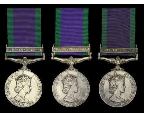 General Service 1962-2007, 1 clasp, Northern Ireland (3) (24584538 Pte J Andriola ACC; 24791762 Pte K R Gaffney ACC; 24267194