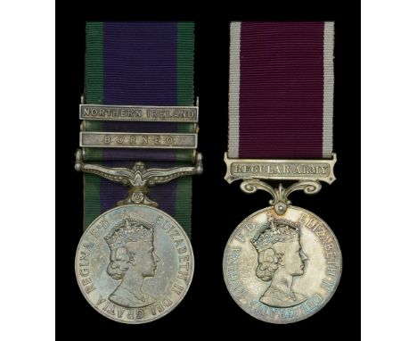 Pair: Warrant Officer Class I W. Guthrie, Royal Electrical and Mechanical Engineers  General Service 1962-2007, 2 clasps, Bor