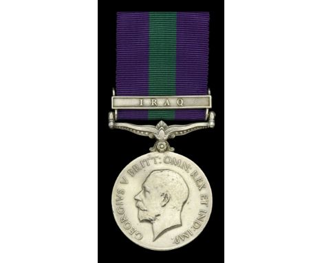 The G.S.M. ‘Iraq’ awarded to Private W. J. Grundy, Manchester Regiment, who was taken prisoner by the Arabs at the V.C. actio