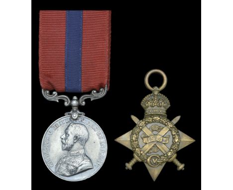 A Great War D.C.M. pair awarded to Lance-Corporal R. Millar, Gordon Highlanders  Distinguished Conduct Medal, G.V.R. (10088 L