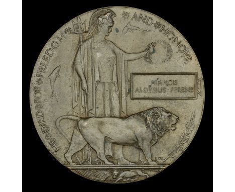 The Memorial Plaque to Sergeant F. A. Ferens, 26th (3rd Tyneside Irish) Battalion, Northumberland Fusiliers, who was killed i