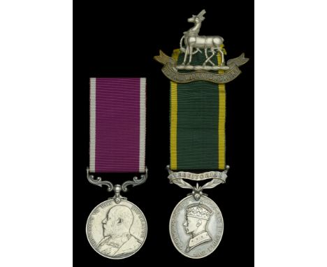 Army L.S. & G.C., V.R., 3rd issue, small letter reverse (19 Pte. T. Pickett. Rifle Bde.); Efficiency Medal, G.VI.R., 1st issu