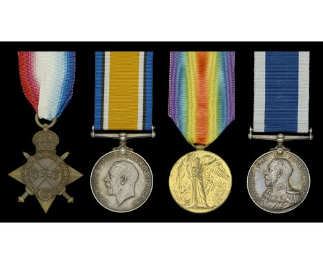 A ‘Q-Ship’ group of four awarded to Stoker Petty Officer W. J. Birch, Royal Navy, who was serving in H.M.S. Farnborough, ‘Q5’